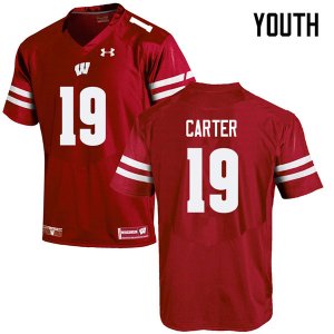 Youth Wisconsin Badgers NCAA #19 Nate Carter Red Authentic Under Armour Stitched College Football Jersey RJ31T44HZ